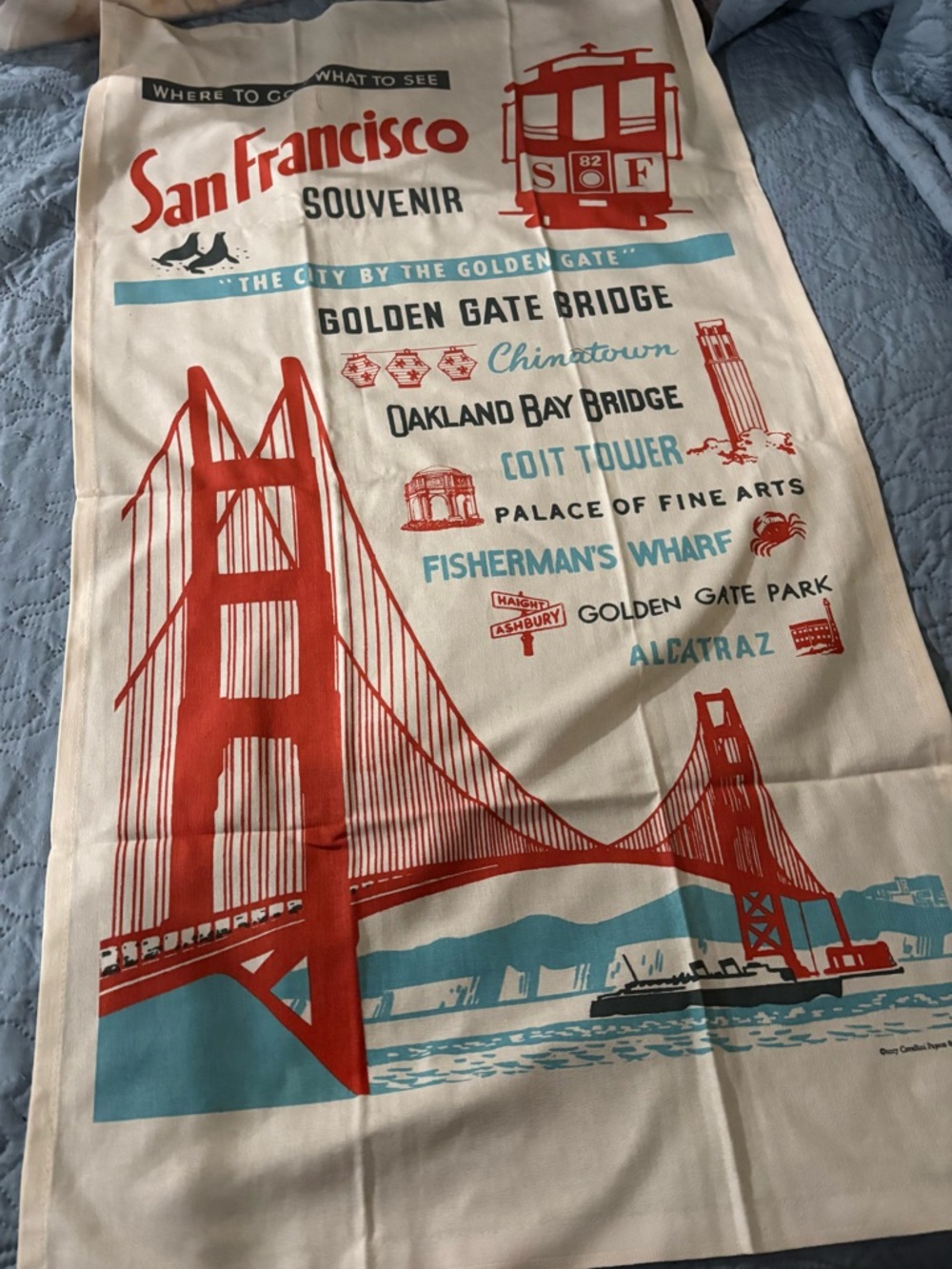 Cavalini San Francisco Souvenir Tea Towel in Red and Teal